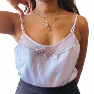 Vintage Light Purple Rosette Satin Camisole Top